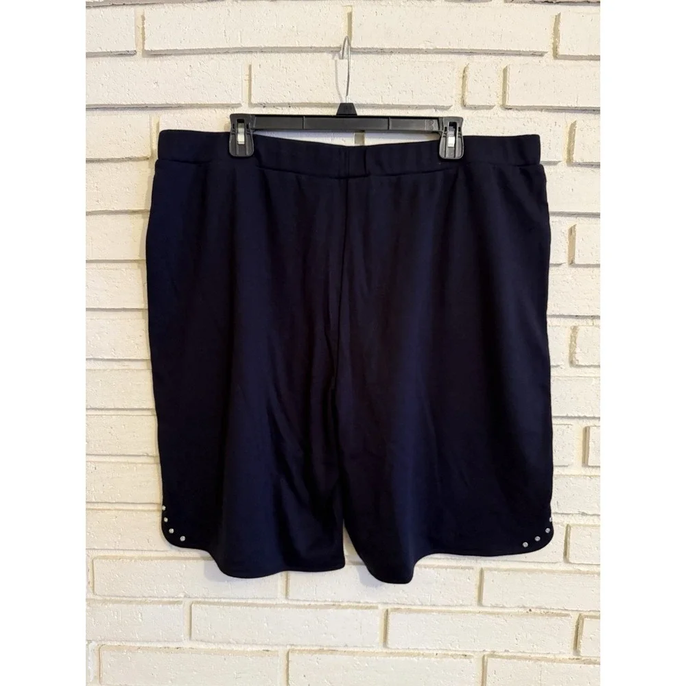 Quacker Factory Black Cotton Blend Shorts with Pockets & Rhinestones Size XL